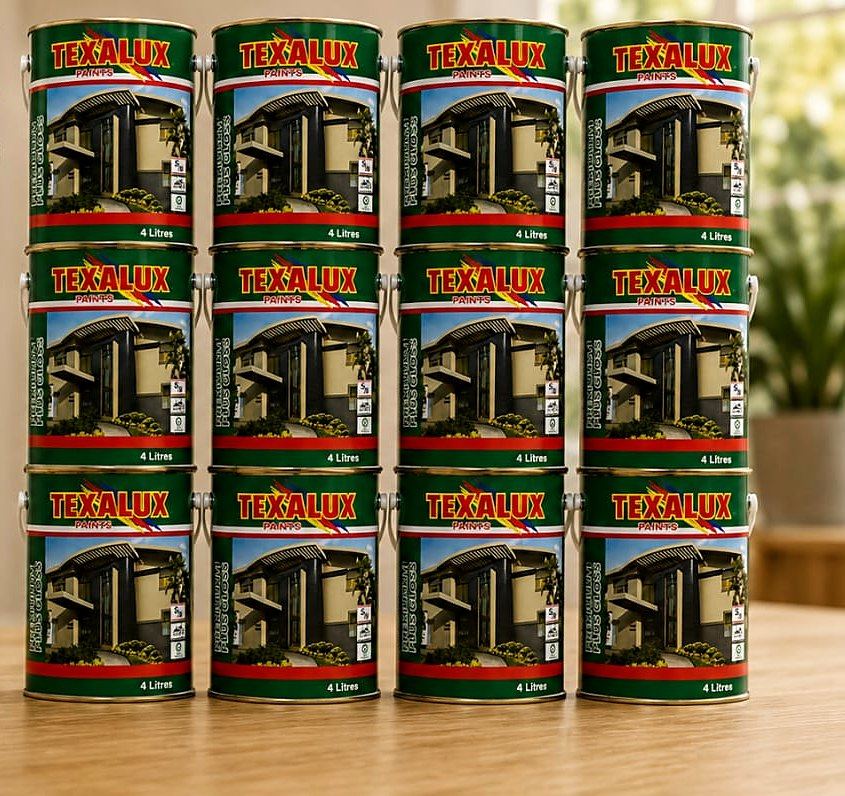 Texalux Premium Gloss 4 litre tins stacked